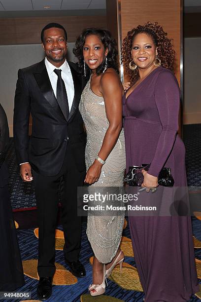 Actors Chris Tucker, Dawn Lewis and Kim Coles attend the 26th anniversary UNCF Mayor's Masked Ball at Atlanta Marriot Marquis on December 19, 2009 in...
