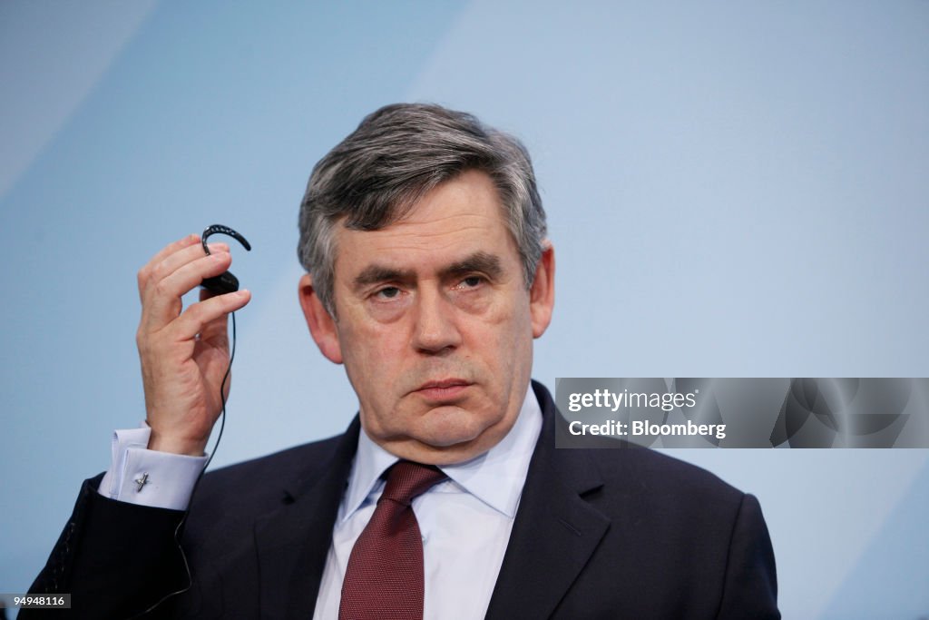 Gordon Brown, U.K. prime minister, pauses during a final pre