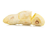 durian. king fruit. peeled. isolated on white background