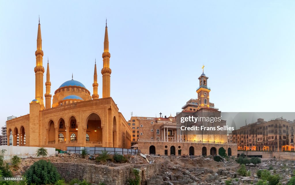 The Mohammad Al-Amin Mosque and the St. George Maronite Cathedral, Beirut, Lebanon