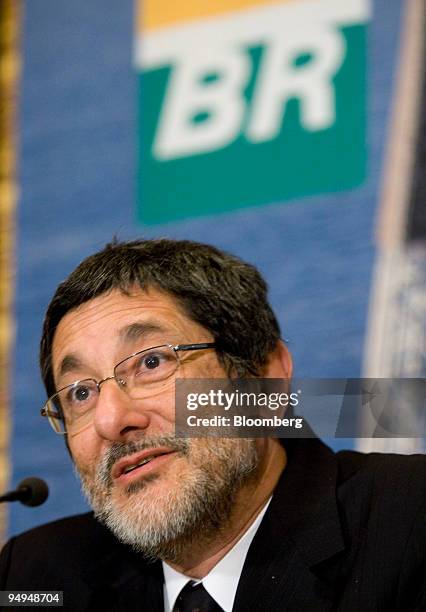 Jose Sergio Gabrielli, chief executive officer of Petroleo Brasileiro SA , speaks during a news conference at the New York Stock Exchange in New...