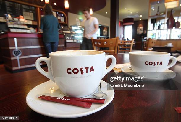 Customers order drinks at a Costa Coffee shop, owned by Whitbread Plc., in London, U.K., on Tuesday, April 28, 2009. Whitbread Plc, the owner of...