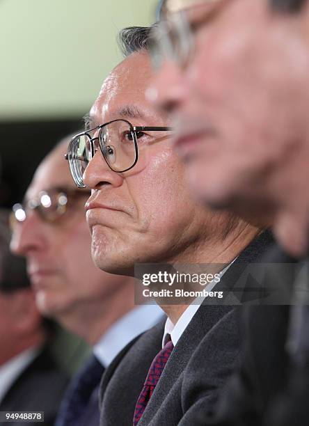 Walid Chammah, co-president of Morgan Stanley, left, and Nobuo Kuroyanagi, president and chief executive officer of Mitsubishi UFJ Financial Group...