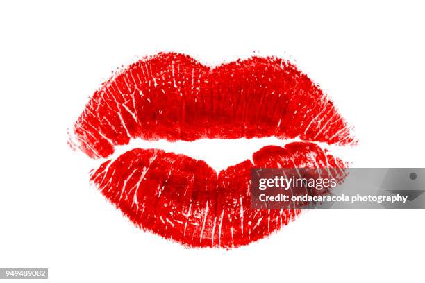 woman lip print - lippenstift afdruk stockfoto's en -beelden