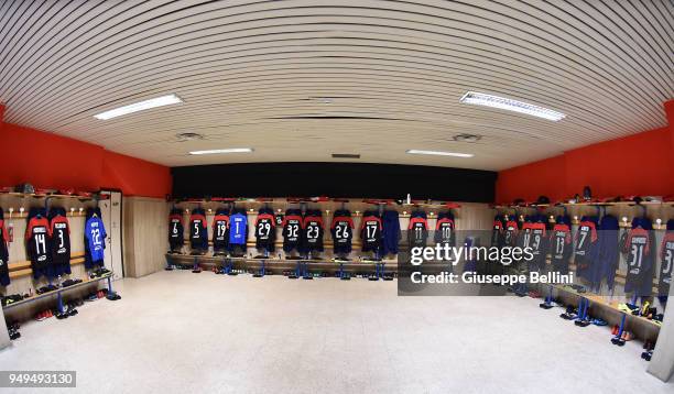 Dressing room of Foggia Calcio 1920 prior the serie B match between Foggia Calcio and Bari FC at Stadio Pino Zaccheria on April 21, 2018 in Foggia,...