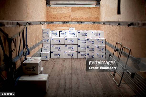 FedEx Corp. Truck is loaded with Diagnostic Hybrids boxes containing supplies that will be sent to laboratories for detecting various viruses...