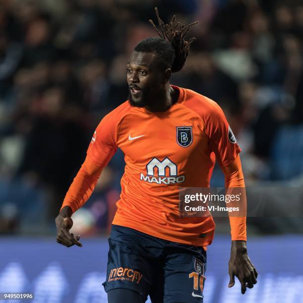 Sheyi Emmanuel Adebayor of Istanbul Medipol Basaksehir FK during the Turkish Spor Toto Super Lig football match between Medipol Basaksehir FK and...