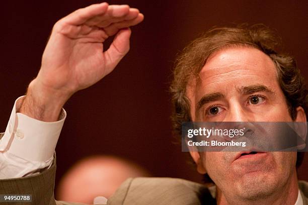 Harry Markopolos, an independent financial fraud investigator and former money manager, speaks during a hearing of the Senate Banking Committee in...