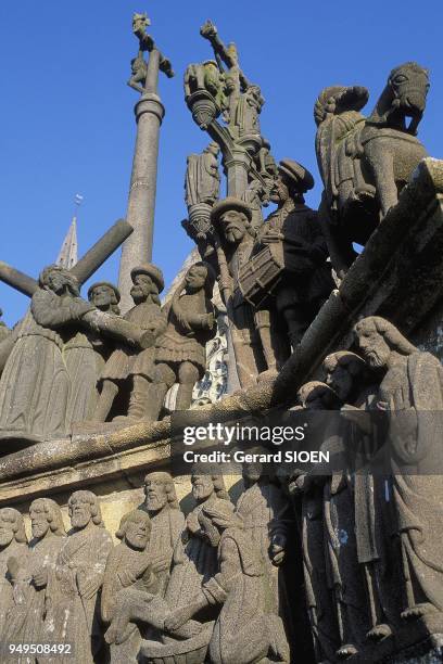 Plougastel Daoulas 1602 1604 Calvary, washing of feet and climb to Golgotha, Brittany, France.