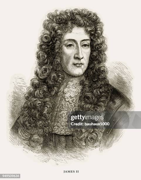 james ii, king james ii, english victorian engraving, 1887 - james ii of england stock illustrations