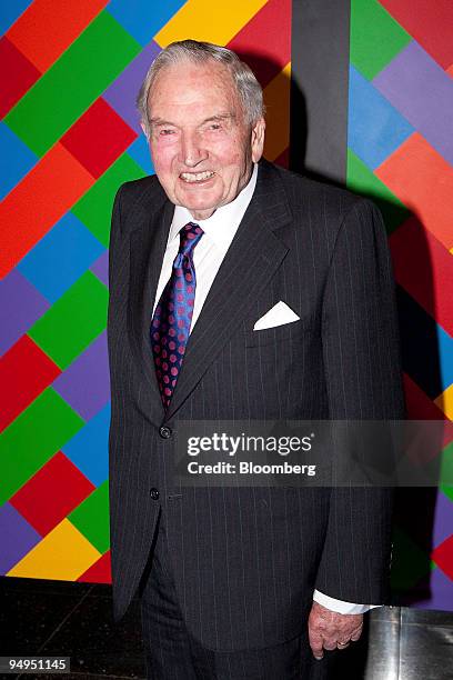 David Rockefeller, philanthropist and former chairman of Chase Manhattan Corp., arrives to the Museum of Modern Art's Annual Party in the Garden in...