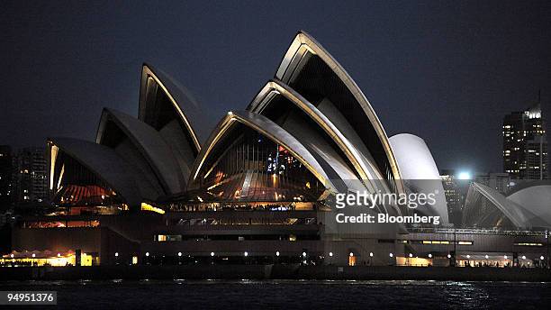 The Sydney Opera House is seen prior to Earth Hour in Sydney, Australia, on Saturday, March 28, 2009. Earth Hour, an event created in Sydney two...