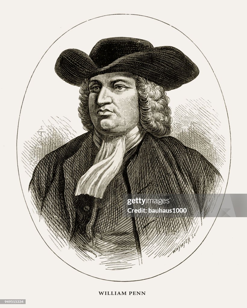 William Penn, English Victorian Engraving, 1887