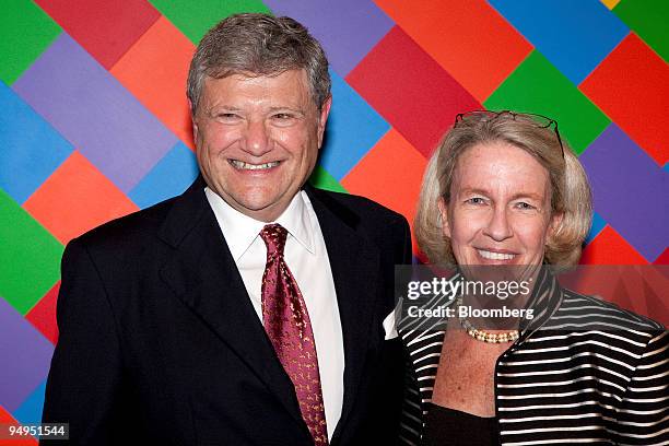 Jerry Speyer, chief executive officer of Tishman Speyer Properties LP, left, arrives with Jennifer Russell, director of exhibitions for the Museum of...