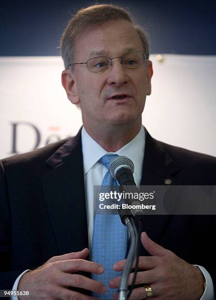 Thomas Hoenig, president of the Federal Reserve Bank of Kansas City, speaks at a luncheon hosted by the public policy research organization Demos, in...