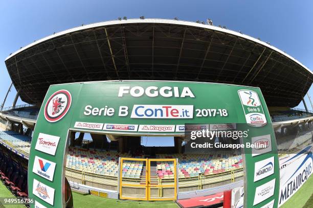 General view of Stadio Pino Zaccheria prior to the serie B match between Foggia Calcio and Bari FC at Stadio Pino Zaccheria on April 21, 2018 in...