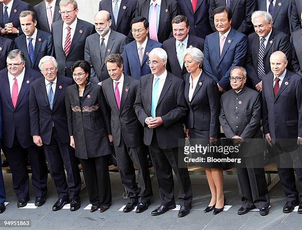 Finance ministers and central bank governors pose for the family photograph during the G20 finance ministers meeting in London, U.K., on Saturday,...