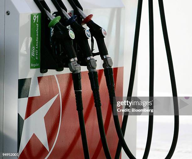 Gas pumps are pictured at a Caltex Australia Ltd. Gas station in Sydney, Australia, on Friday, Aug. 28, 2009. Caltex Australia Ltd., the nation's...