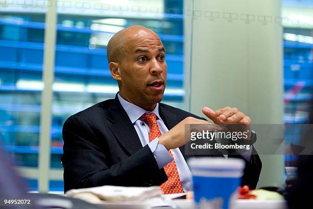 Cory Booker, mayor of Newark, New Jersey, speaks during an editorial board meeting in New York, U.S., on Tuesday, May 5, 2009. New Jersey's...