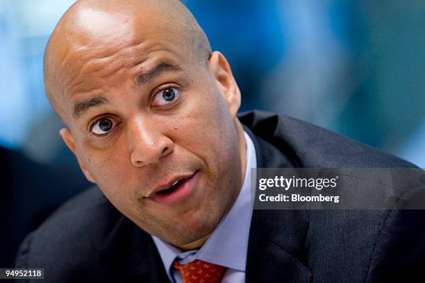 Cory Booker, mayor of Newark, New Jersey, speaks during an editorial board meeting in New York, U.S., on Tuesday, May 5, 2009. New Jersey's...