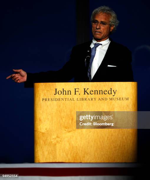 Joseph P. Kennedy II, nephew of Edward Kennedy, speaks during the Celebration of Life Memorial service for Senator Edward Kennedy at the John F....