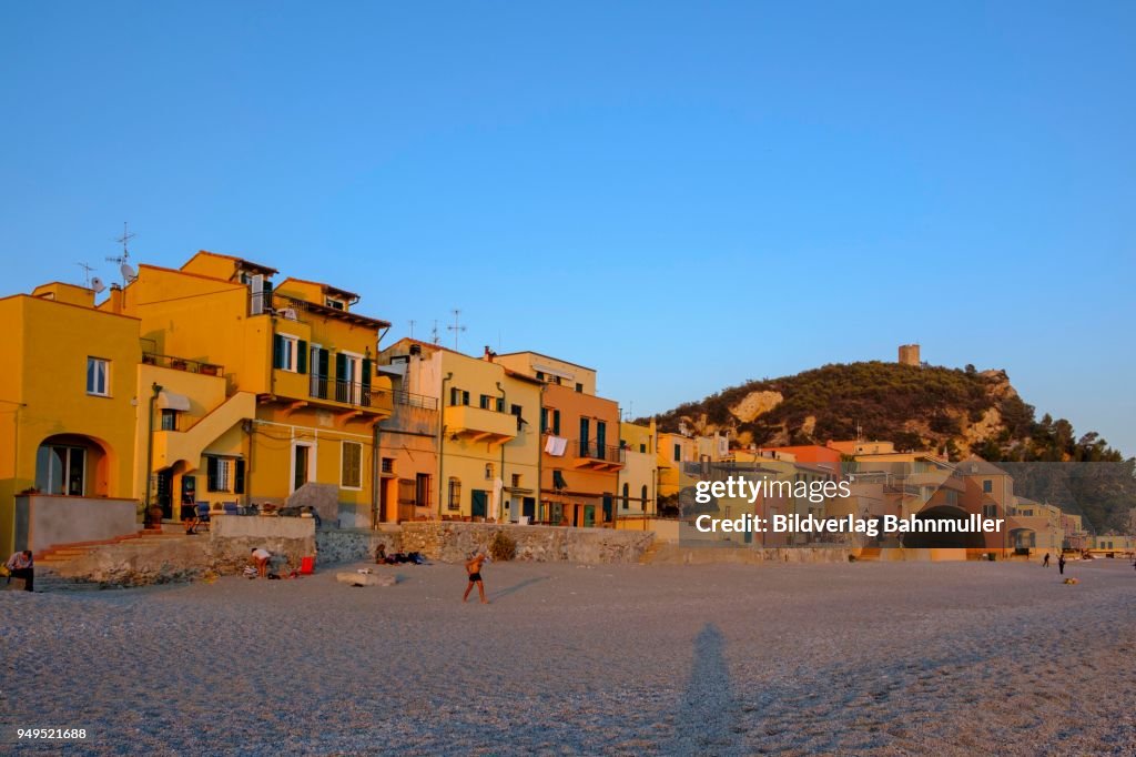 Sunset at the beach, Varigotti, Finale Ligure, Riviera di Ponente, Liguria, Italy
