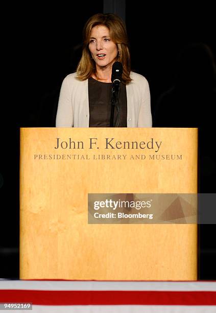 Caroline Kennedy Schlossberg, author and daughter of late U.S. President John F. Kennedy, speaks during the Celebration of Life Memorial service for...