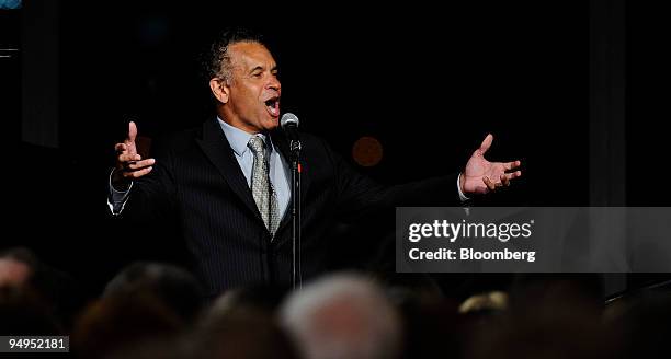 Brian Stokes Mitchell performs during the Celebration of Life Memorial service for Senator Edward Kennedy at the John F. Kennedy Library in Boston,...