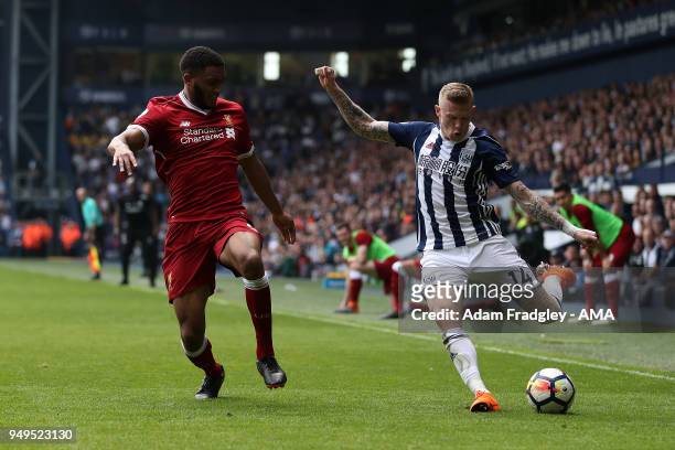 Joe Gomez of Liverpool and James McClean of West Bromwich Albion during the Premier League match between West Bromwich Albion and Liverpool at The...