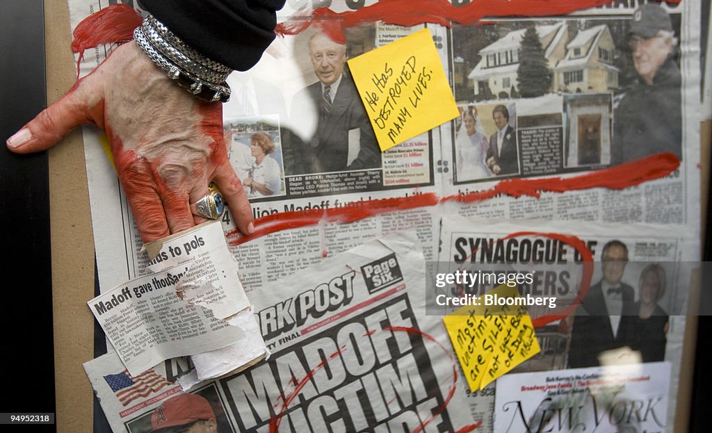 Artist Karen Dweck, 58, displays a collage of newspaper clip