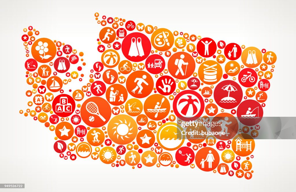 Washington Summer Camp Fun Icon Pattern