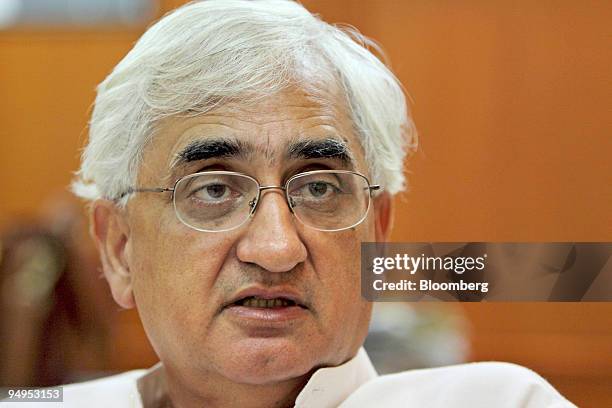 Salman Khurshid, India's Minister for Corporate Affairs, speaks during an interview in Mumbai, India, on Thursday, Sept. 10, 2009. The Serious Fraud...