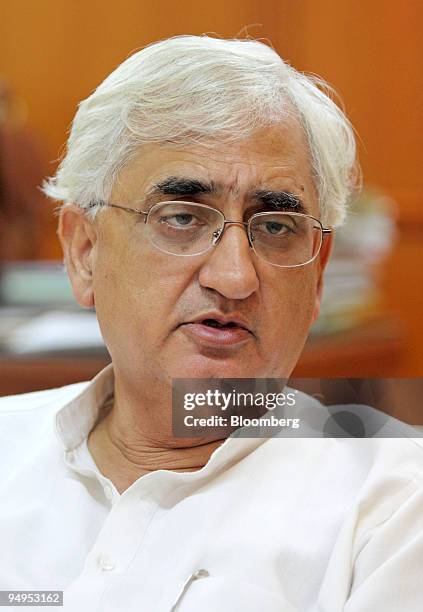 Salman Khurshid, India's Minister for Corporate Affairs, speaks during an interview in Mumbai, India, on Thursday, Sept. 10, 2009. The Serious Fraud...