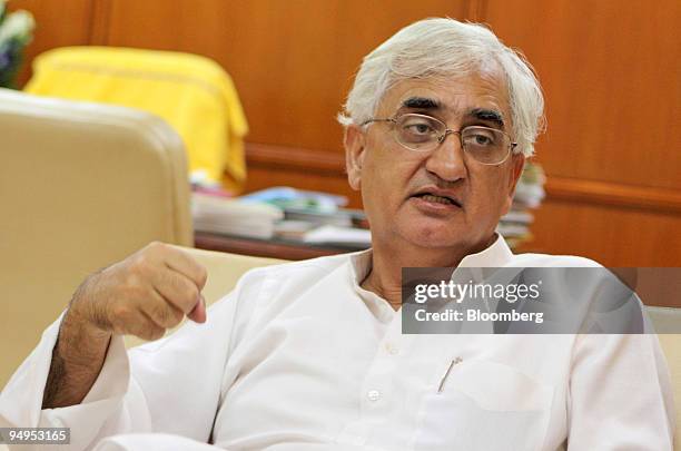 Salman Khurshid, India's Minister for Corporate Affairs, speaks during an interview in Mumbai, India, on Thursday, Sept. 10, 2009. The Serious Fraud...
