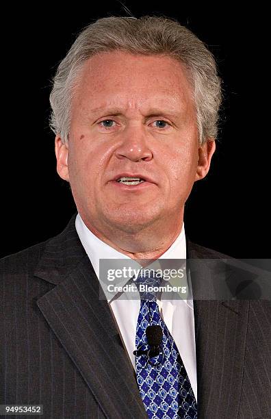 Jeffrey Immelt, chairman and chief executive officer of General Electric Co., speaks during a news conference in New York, U.S., on Thursday, April...