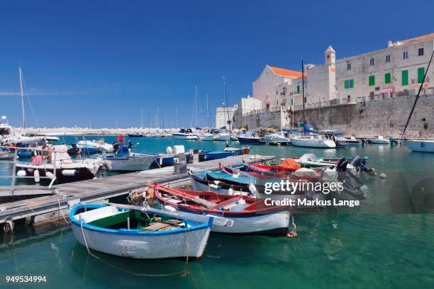 harbor with historic centre and cathedral, giovinazzo, province of bari, apulia, italy - giovinazzo stock pictures, royalty-free photos & images