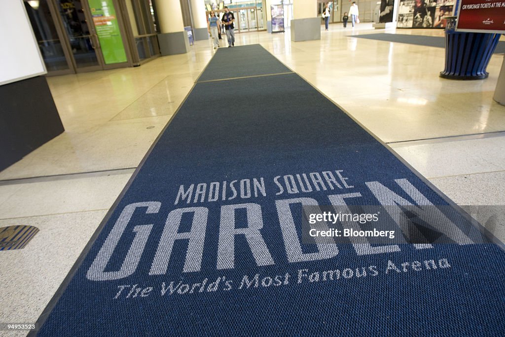 People walk out of the entrance to the Madison Square Garden