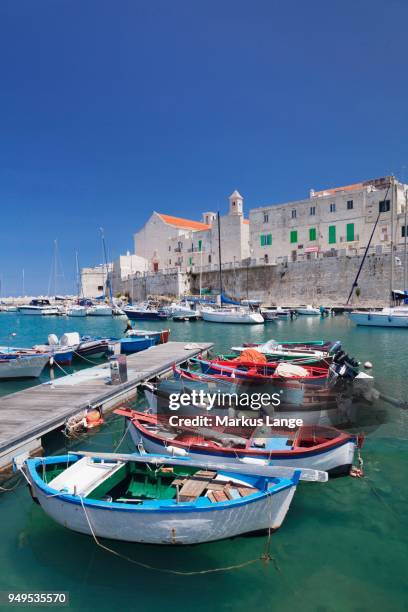 harbor with historic centre and cathedral, giovinazzo, province of bari, apulia, italy - giovinazzo stock pictures, royalty-free photos & images