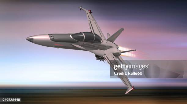 Military Jet Fighter Plane Over The Sea High-Res Vector Graphic