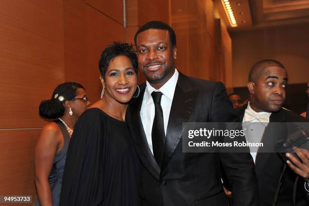 Actors Terri J. Vaughn and Chris Tucker attend the 26th anniversary UNCF Mayor's Masked Ball at Atlanta Marriot Marquis on December 19, 2009 in...