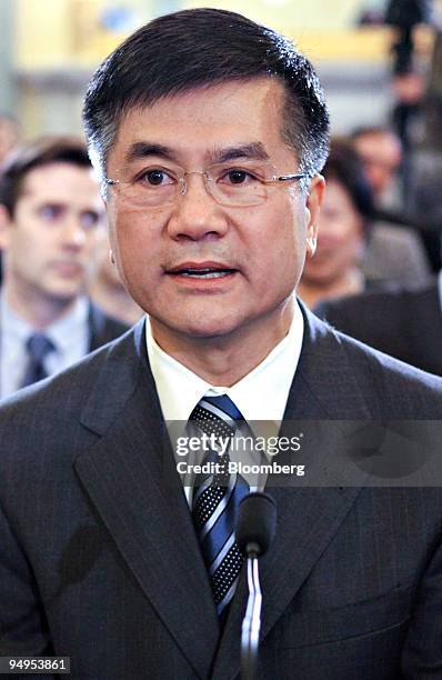 Gary Locke, nominee for U.S. Commerce secretary, testifies before the Senate Commerce Committee on Capitol Hill in Washington, D.C., U.S., on...