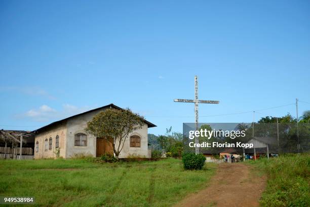 church, land reform settlement, asentamento areia, trairao district, para, brazil - areia stock pictures, royalty-free photos & images