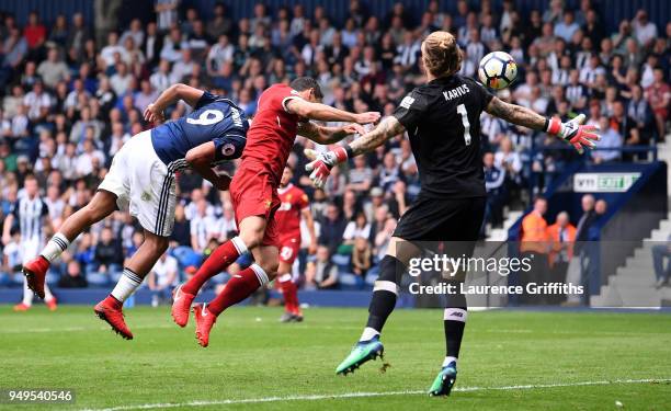 Jose Salomon Rondon of West Bromwich Albion scores his sides second goal during the Premier League match between West Bromwich Albion and Liverpool...