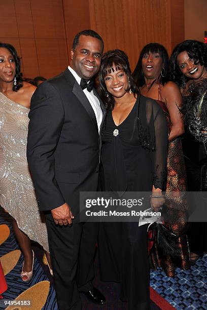 Atlanta Mayor-elect Kasim Reed and actress BernNadette Stanis attend the 26th anniversary UNCF Mayor's Masked Ball at Atlanta Marriot Marquis on...