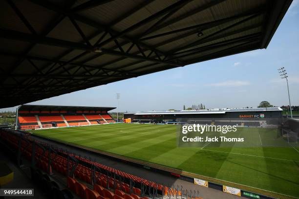 General view ahead of the Sky Bet League Two match between Barnet FC and Newport County at The Hive on April 21, 2018 in Barnet, England.