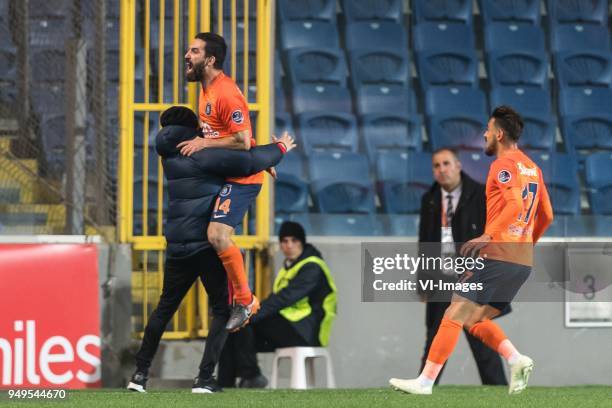 Arda Turan of Istanbul Medipol Basaksehir FK celebrate his goal during the Turkish Spor Toto Super Lig football match between Medipol Basaksehir FK...