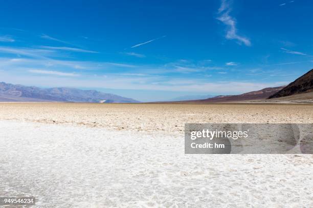 saltpan of badwater basin, death valley national park, california, usa - panamint range stock pictures, royalty-free photos & images