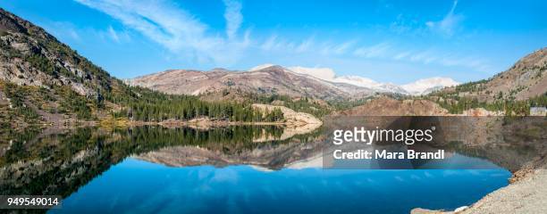 mountains, landscape, reflection in water, lake ellery, tioga road, inyo national forest, mono county, california, usa - inyo national forest stock pictures, royalty-free photos & images