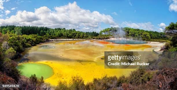 artists palette, wai-o-tapu thermal area, hot springs colored by minerals, waiotapu, rotoua, waikato region, new zealand - bay of plenty region stock pictures, royalty-free photos & images