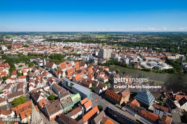 view from ulm minster to the southern city with river danube and neu-ulm, ulm, upper swabia, swabia, baden-wuerttemberg, germany - ulm minster stock pictures, royalty-free photos & images